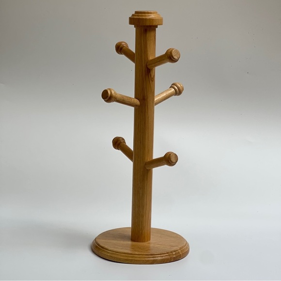 Wooden Mug Tree Holder Stand 6 Pegs - Picture 3 of 8